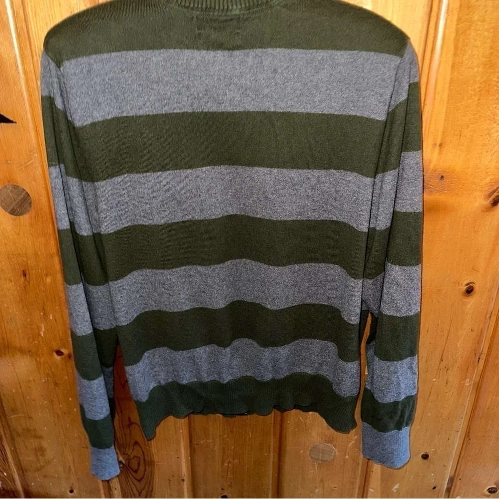 Banana Republic Rugby Green and Gray Zippered Sweater Size Large